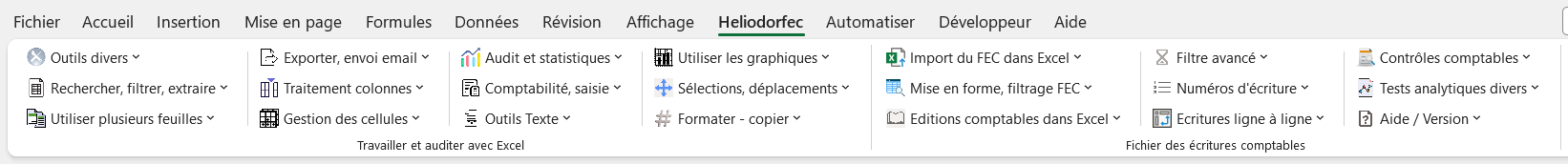 Ruban Heliodor FEC dans Excel
