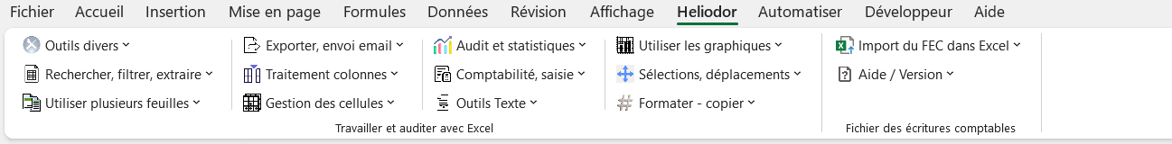 Ruban Heliodor dans Excel